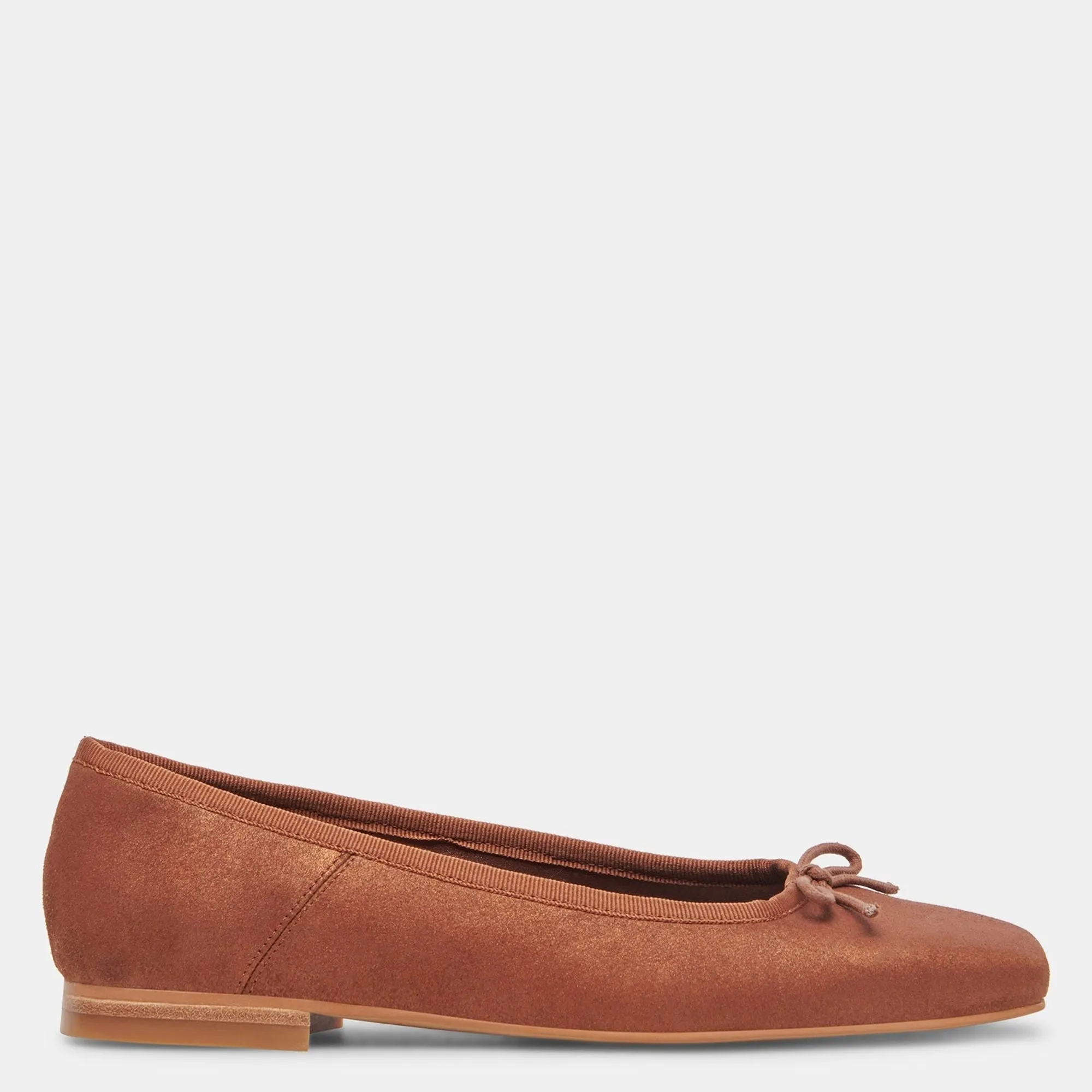 Anisa Wide Ballet Flats Copper Metallic Suede