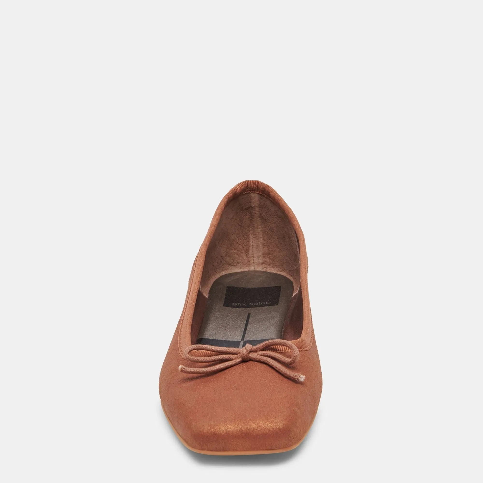 Anisa Wide Ballet Flats Copper Metallic Suede