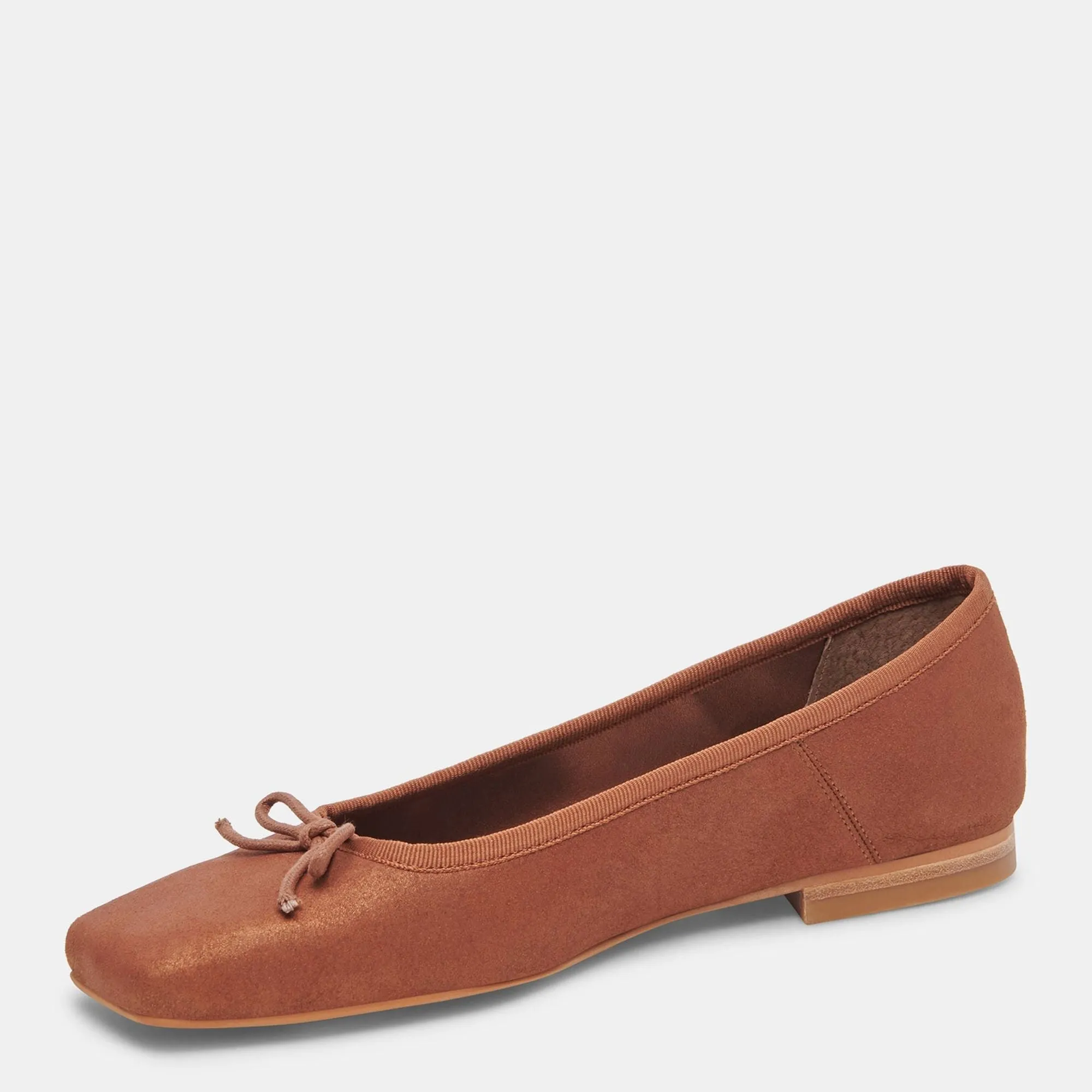 Anisa Wide Ballet Flats Copper Metallic Suede