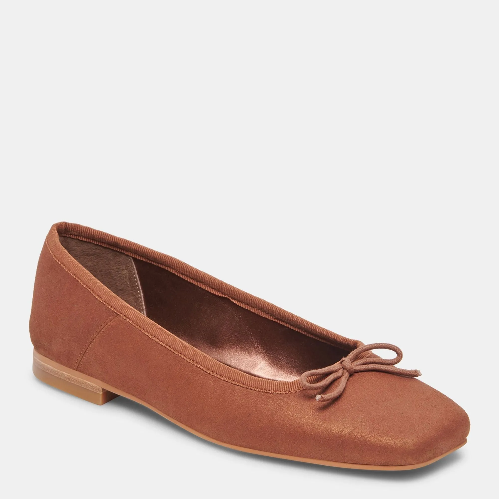 Anisa Wide Ballet Flats Copper Metallic Suede