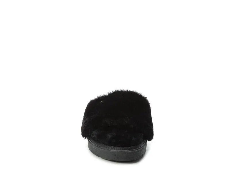 Anne Klein Sillie Slippers Women's US 6 Black Faux Fur Open Toe Slide KHD298
