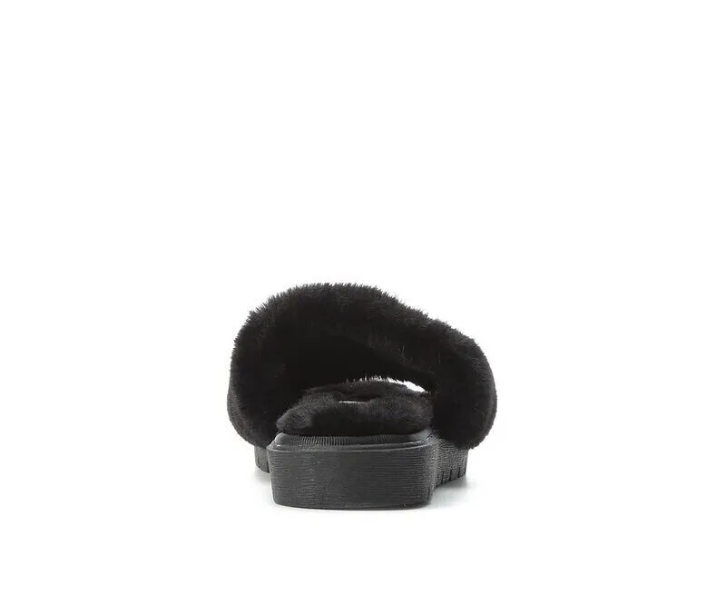 Anne Klein Sillie Slippers Women's US 6 Black Faux Fur Open Toe Slide KHD298