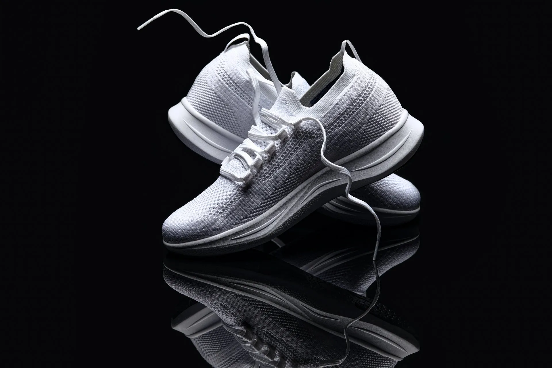 CALTO - QA061 - 2.4 Inches Taller (White/White Sole) - Lightweight Knitted Sneakers