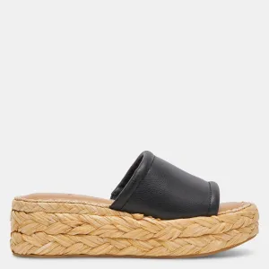 Chavi Wide Sandals Black Leather