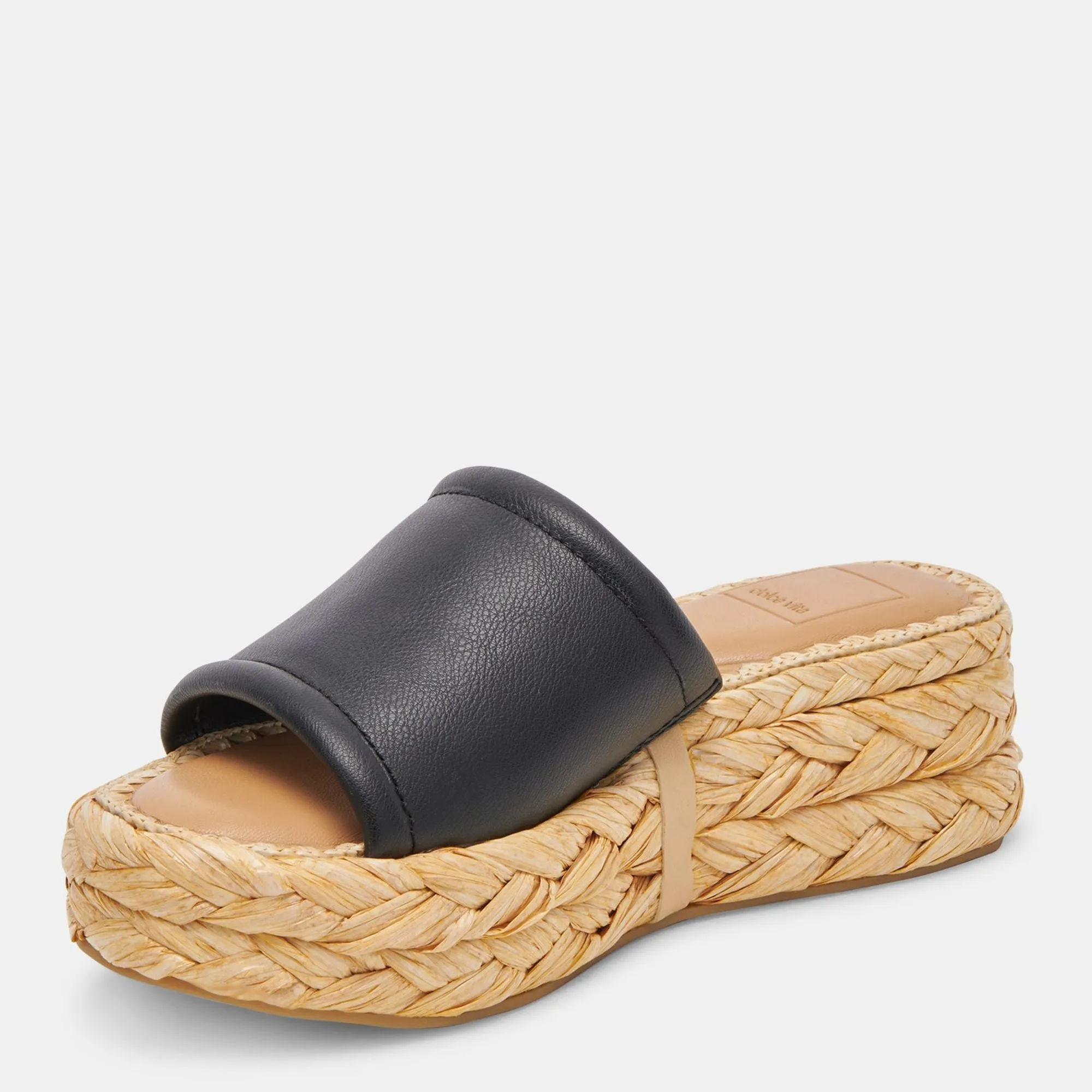 Chavi Wide Sandals Black Leather