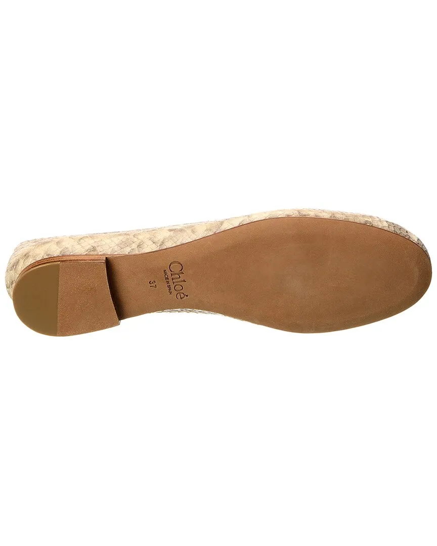 Chloé Marcie Python-Embossed Leather Flat