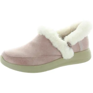 COZY ESCAPE Womens Faux Fur Lined Faux Leather Loafer Slippers