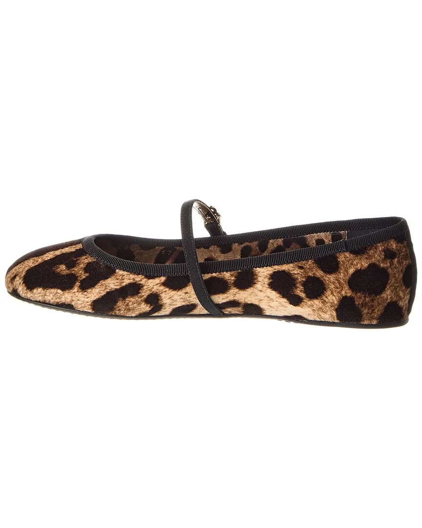 Dolce & Gabbana DG Logo Velvet Ballet Flat