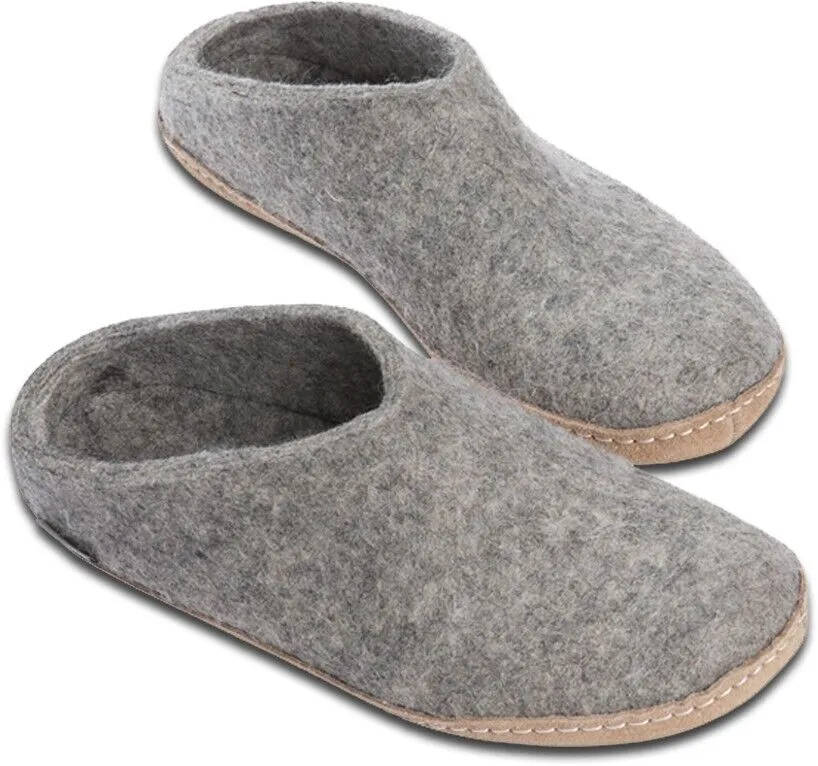 Glerups B-01 Felt Slipper Unisex US 17 Gray 100% Natural Merino Wool Clog FZP524