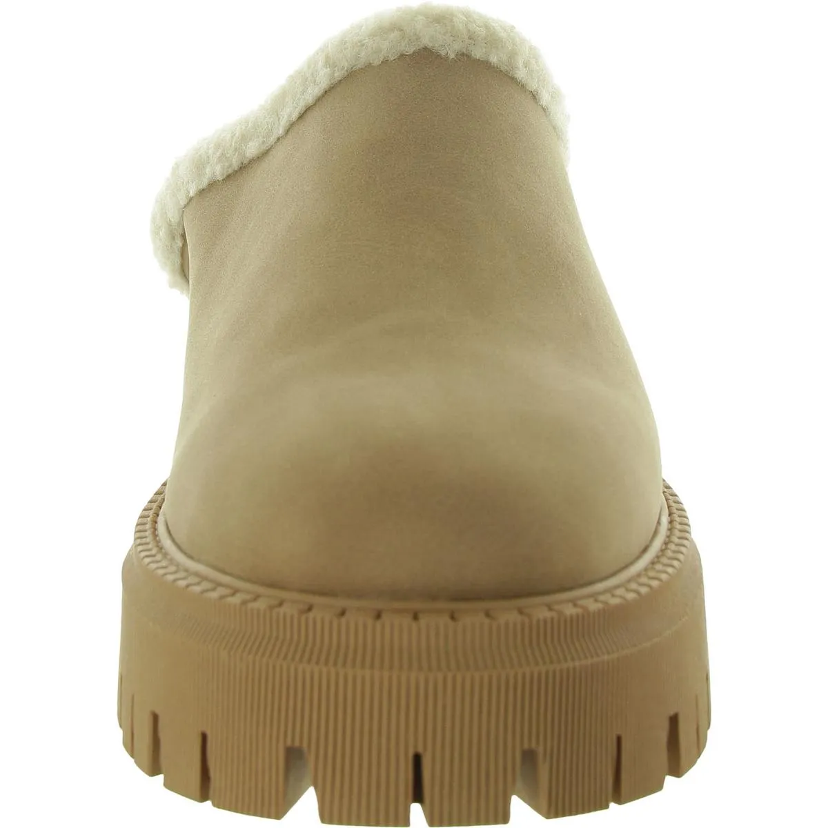Gracelyn Womens Faux Leather Platform Loafer Slippers