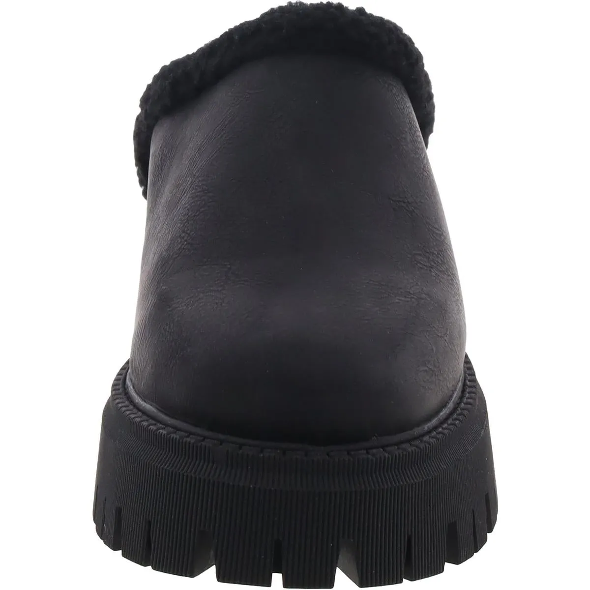 Gracelyn Womens Faux Leather Platform Loafer Slippers