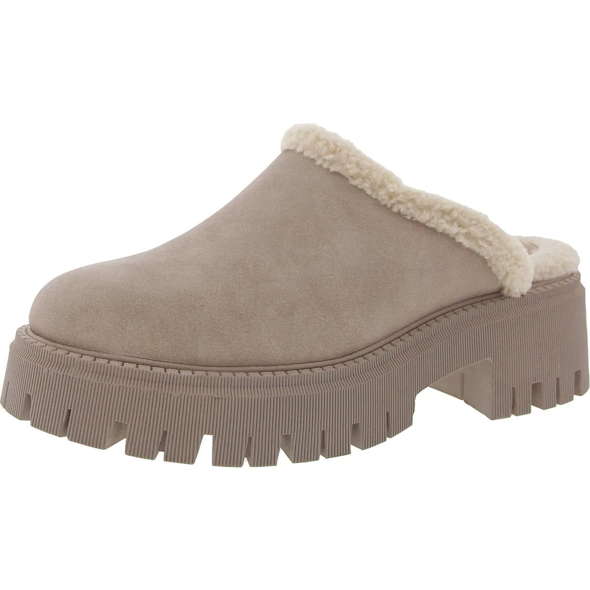 Gracelyn Womens Faux Leather Platform Loafer Slippers
