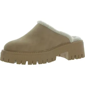 Gracelyn Womens Faux Leather Platform Loafer Slippers