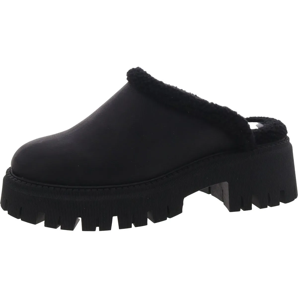 Gracelyn Womens Faux Leather Platform Loafer Slippers