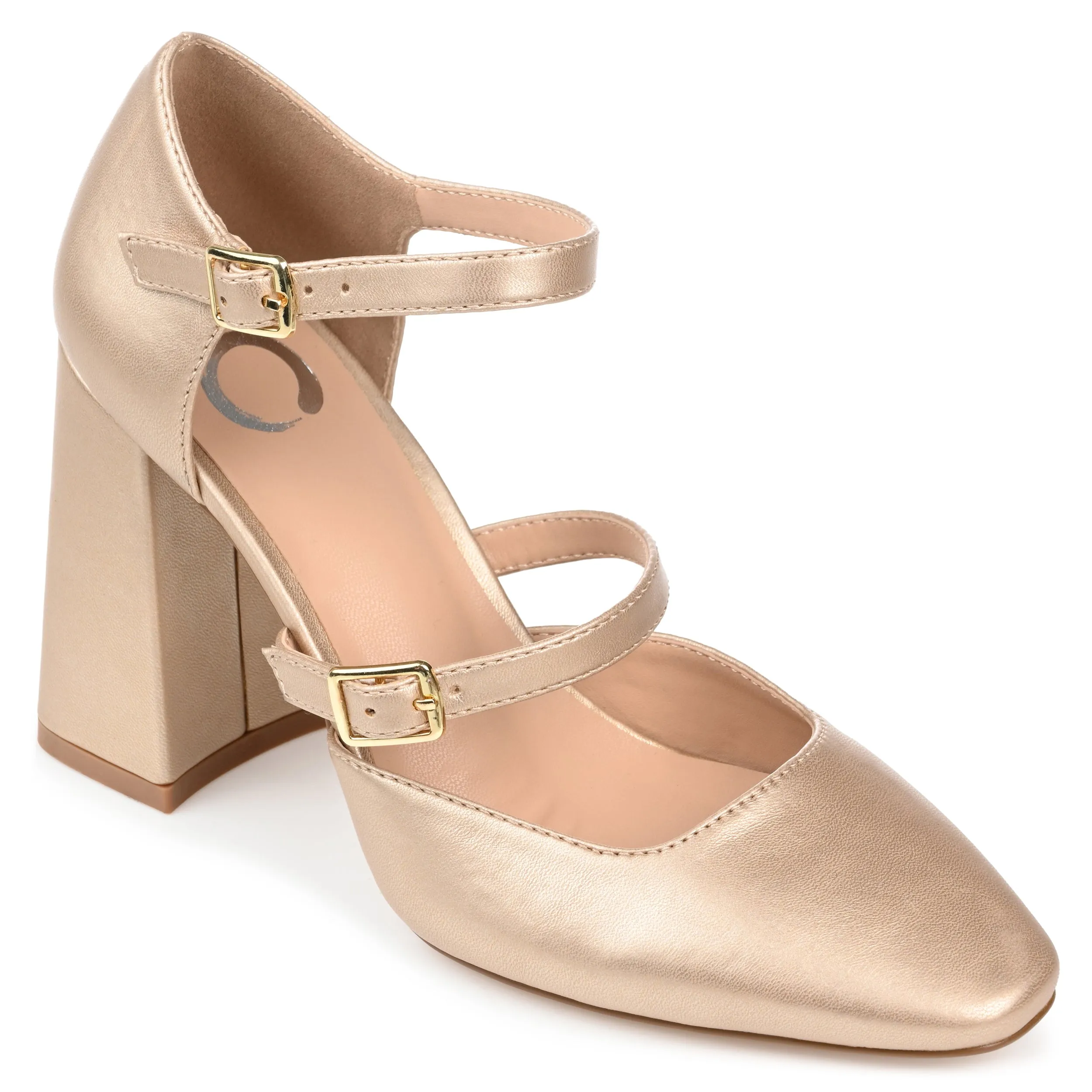 Journee Collection Womens Isadorah Mary Jane Mid Block Heel Square Toe Pumps