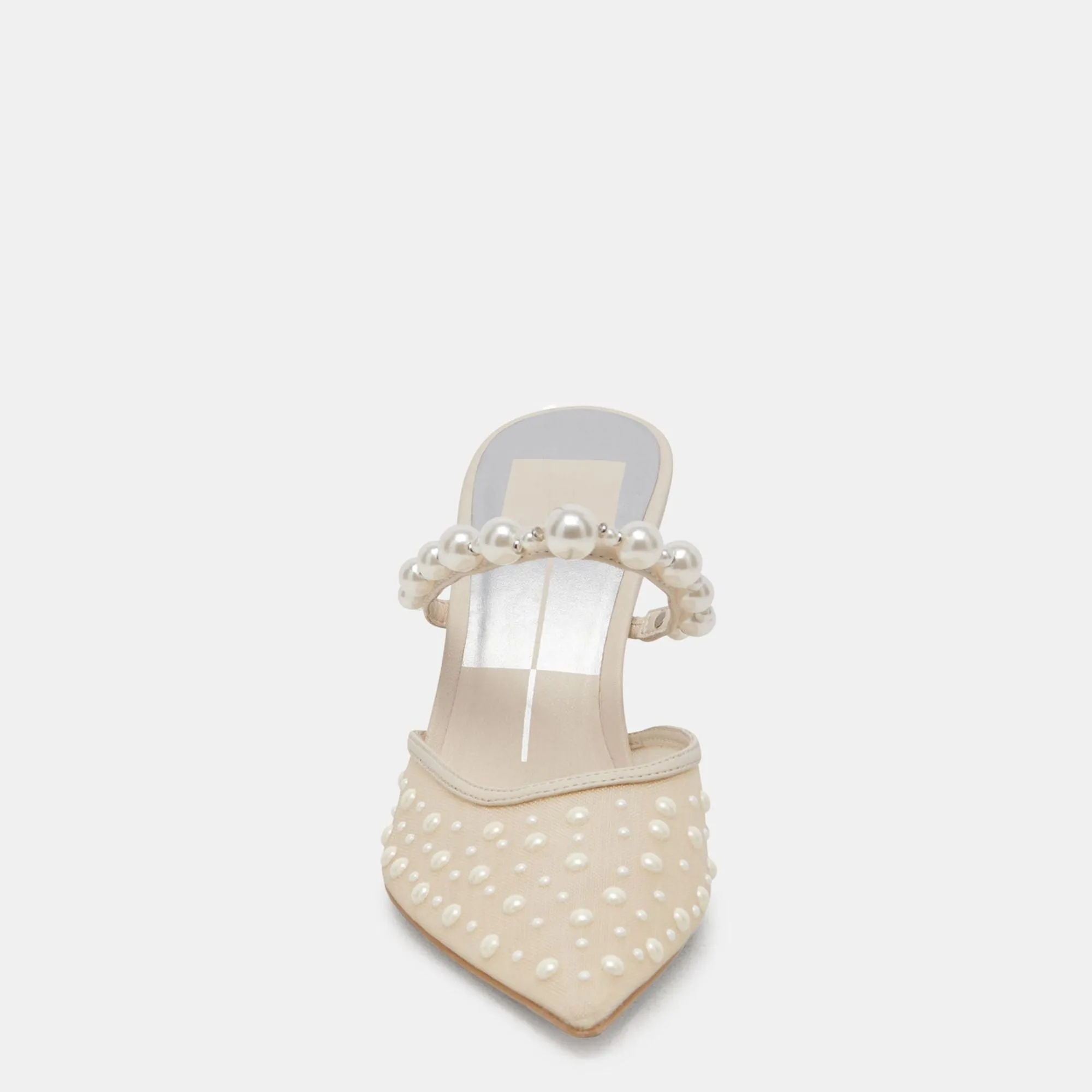 Katik Pearl Wide Heels Ivory Mesh