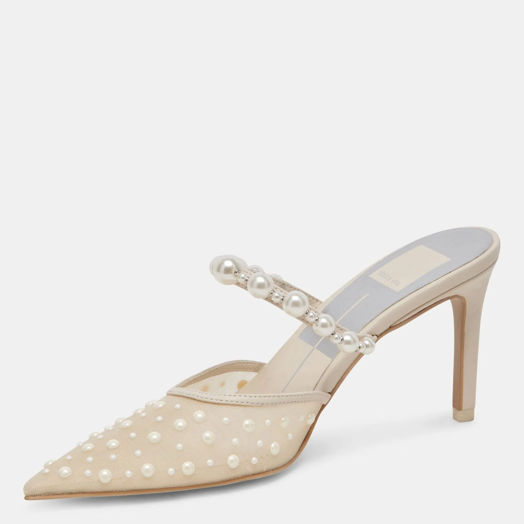 Katik Pearl Wide Heels Ivory Mesh