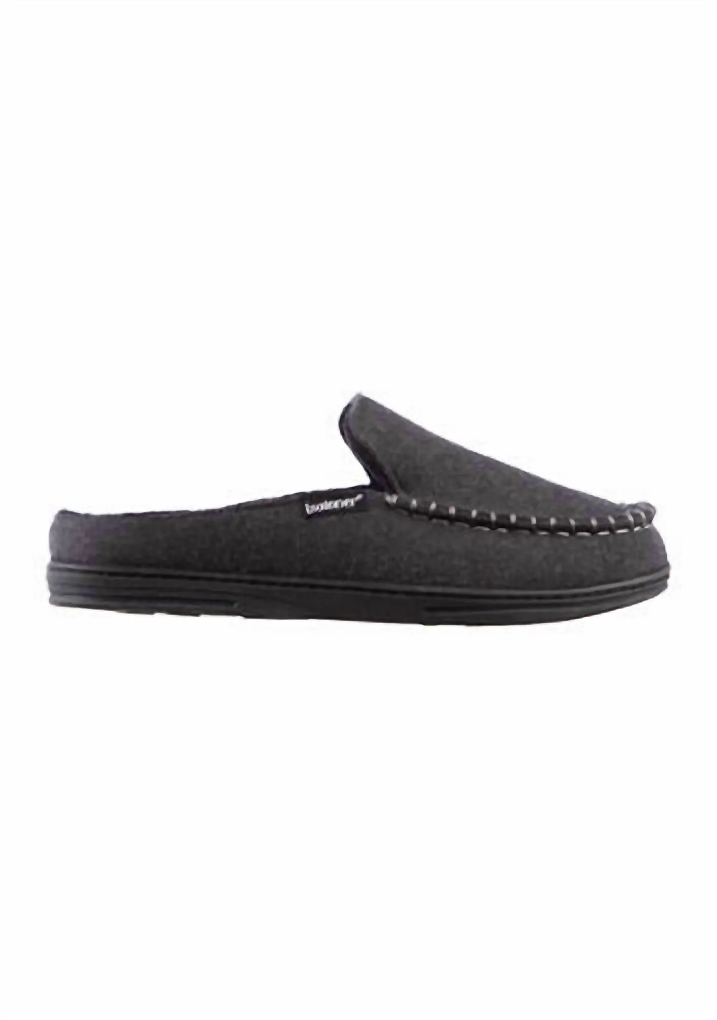 Men's Faux Woolen Grady Moccasin Hoodback Slippers In Dark Charcoal Heather