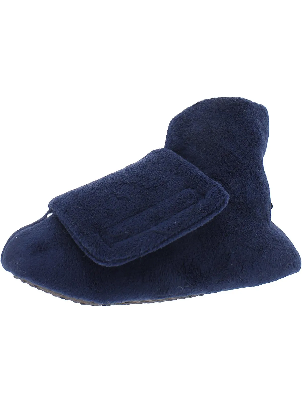 Mens Terry Cloth Faux Fur Bootie Slippers