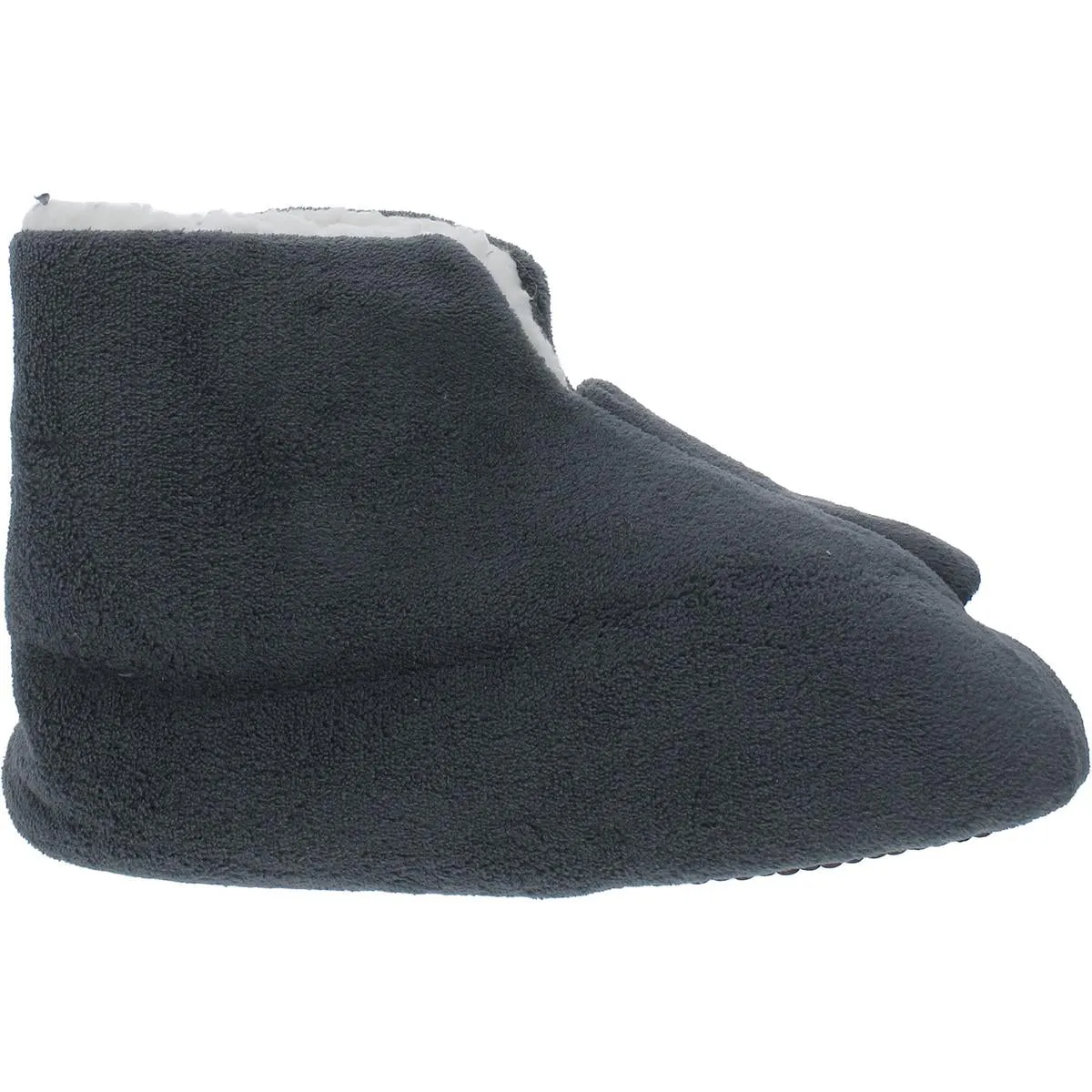 Mens Terry Cloth Faux Fur Bootie Slippers