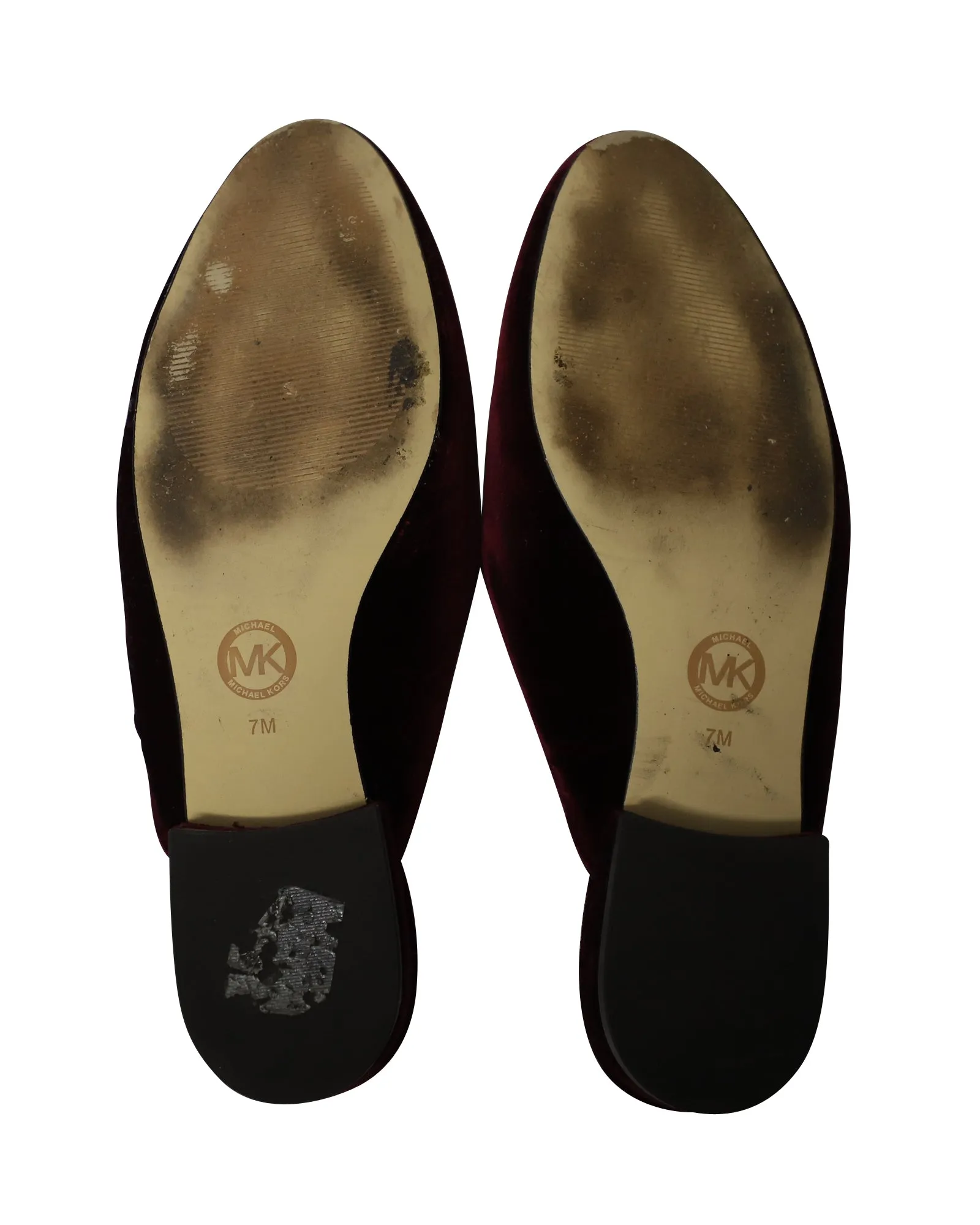 Michael Kors Crystal-Embellished Slip-On Flat Mules in Burgundy Velvet