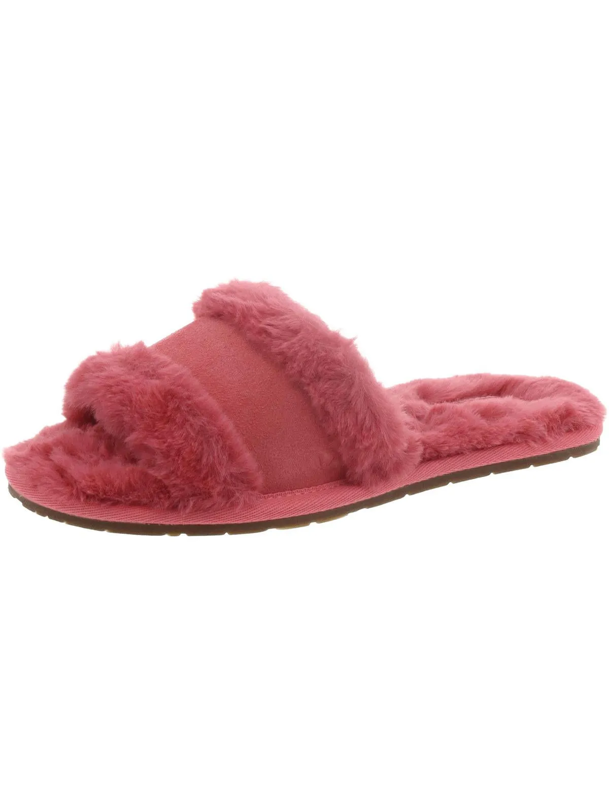 Milo Peep Womens Suede Faux Fur Slide Slippers