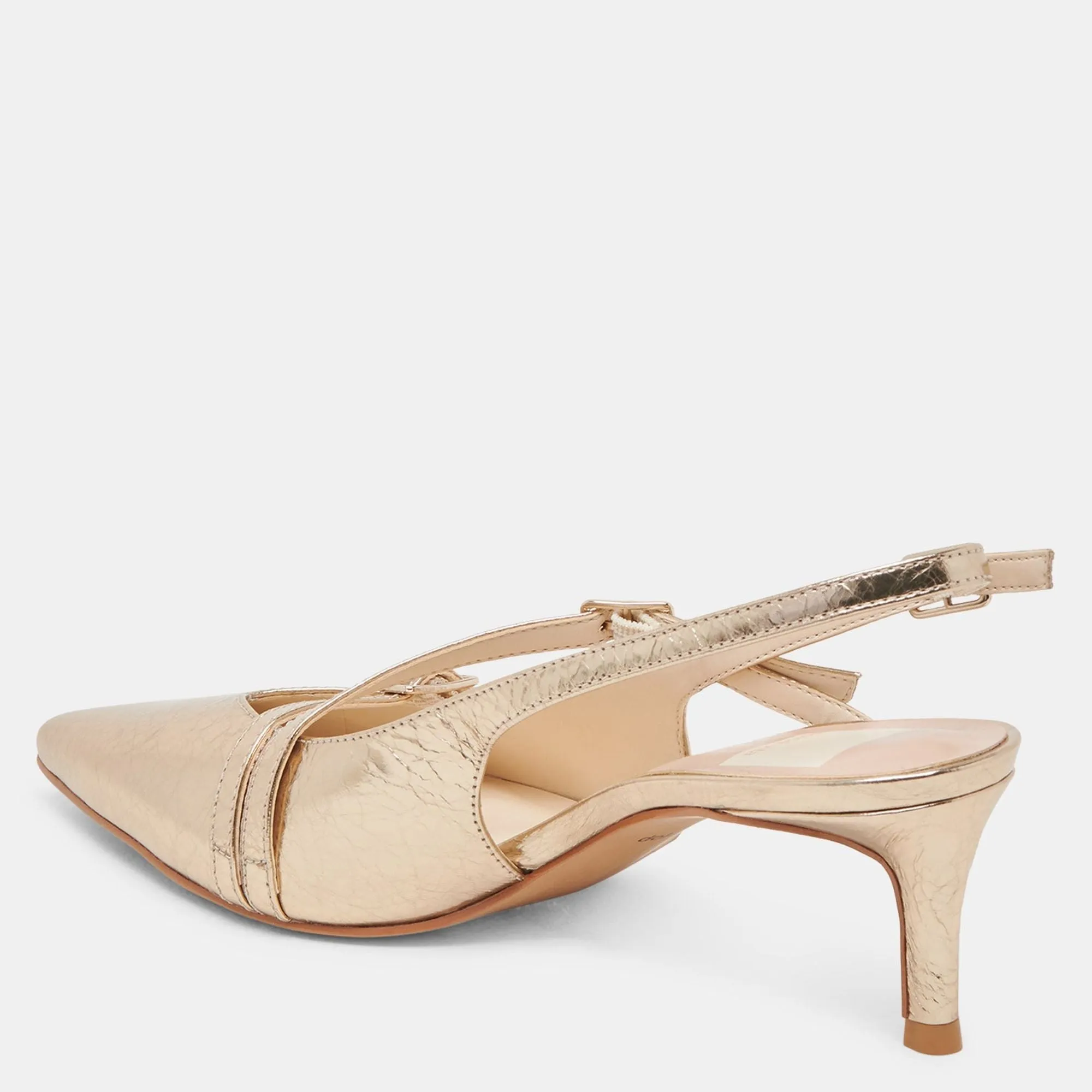 Pamla Mid Wide Heels Light Gold Distressed Leather
