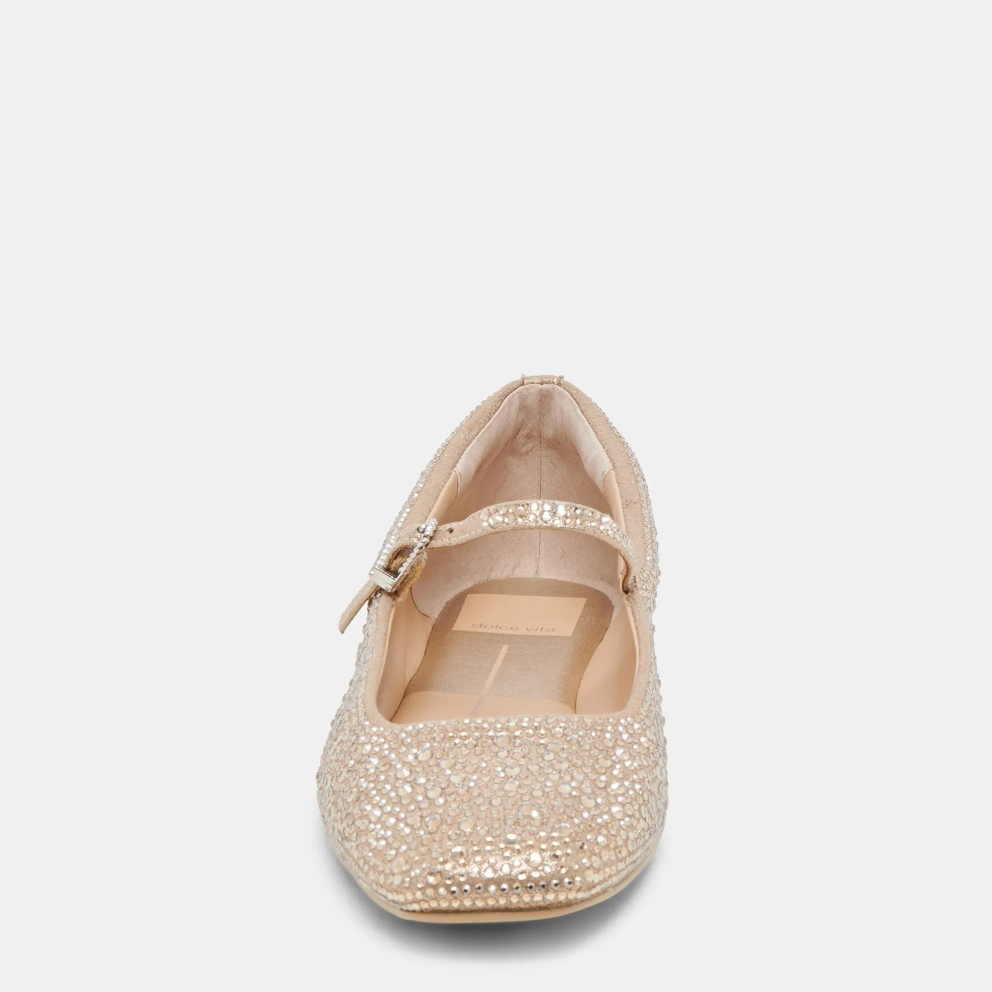 Reyes Crystal Ballet Flats Light Gold Crystal