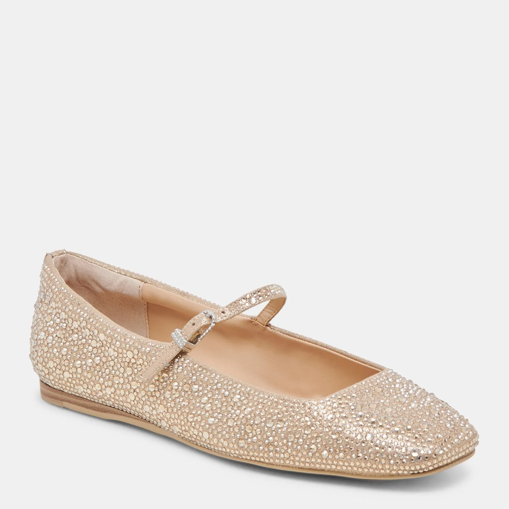 Reyes Crystal Ballet Flats Light Gold Crystal