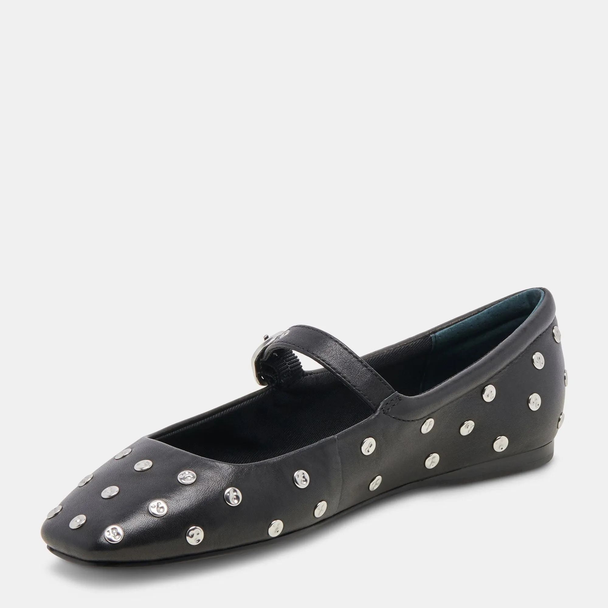Reyes Stud Ballet Flats Black Leather