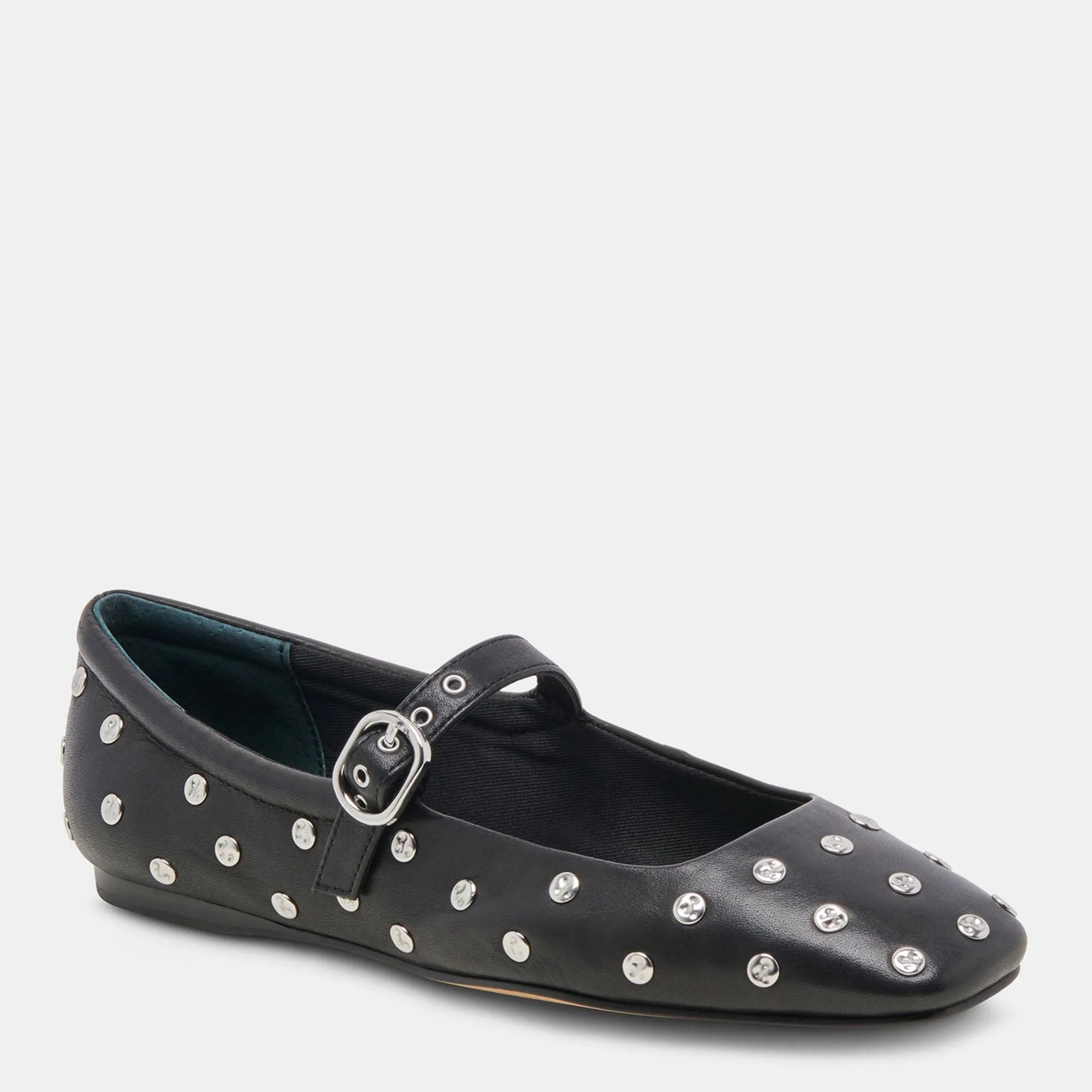 Reyes Stud Ballet Flats Black Leather