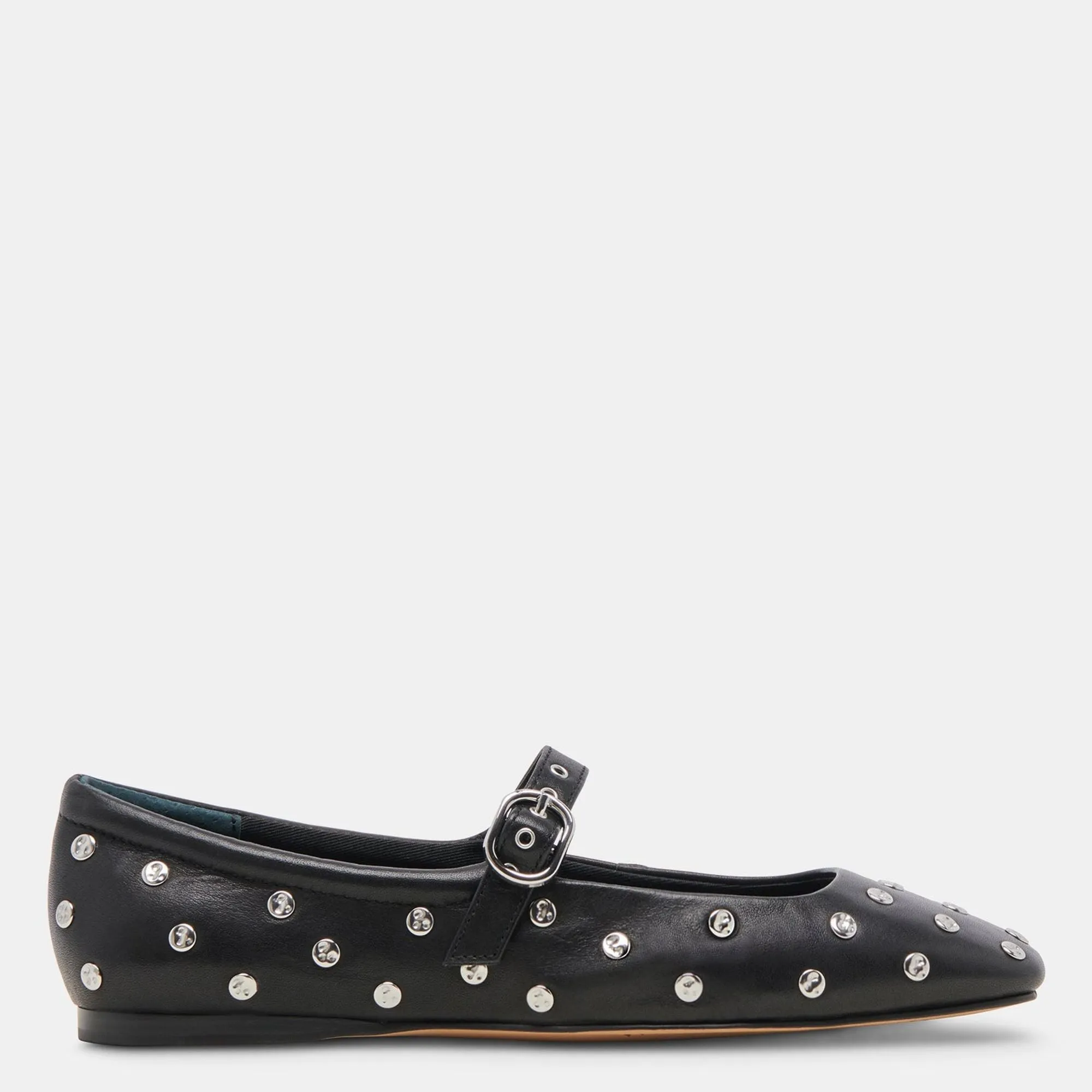 Reyes Stud Ballet Flats Black Leather