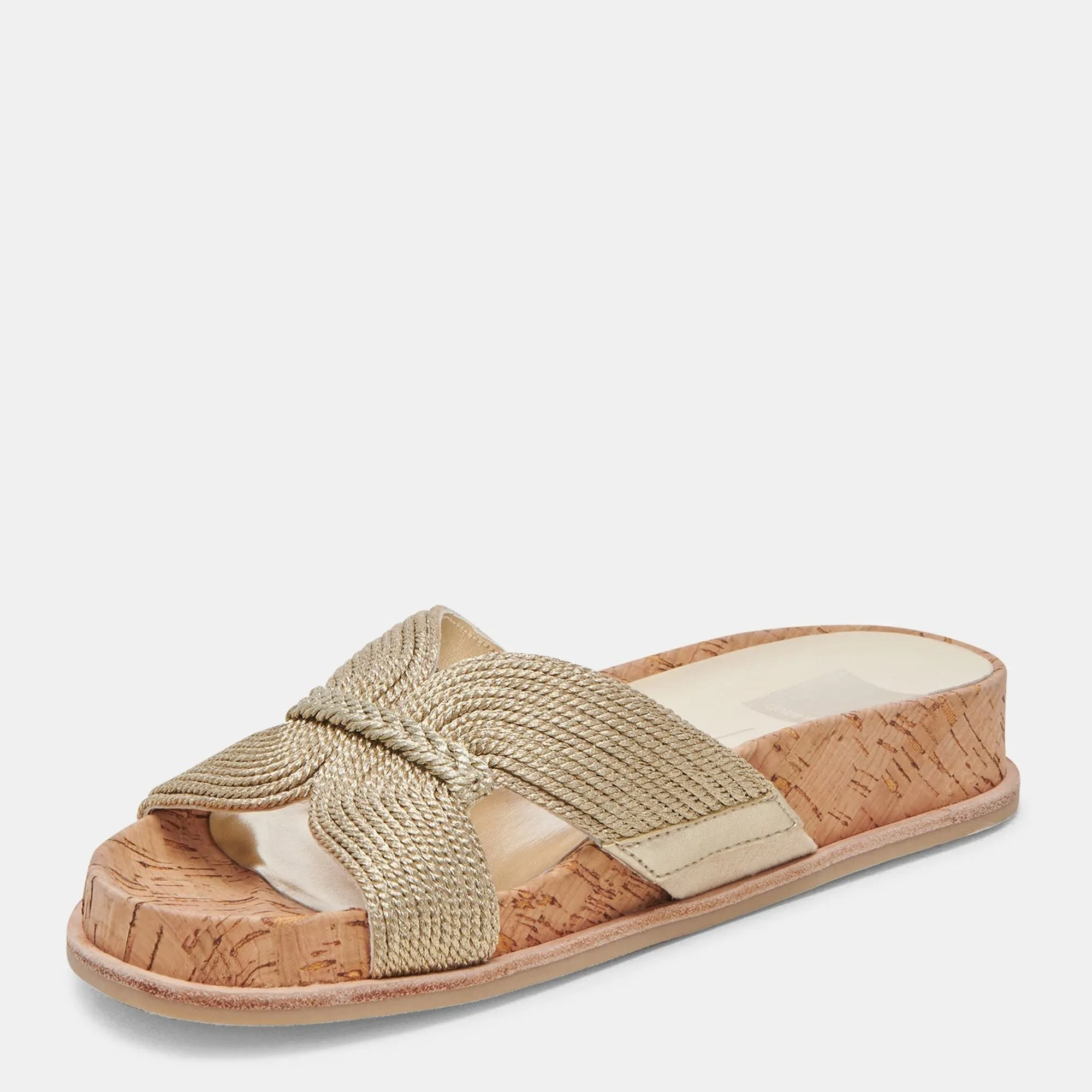 Selda Wide Sandals Gold Raffia