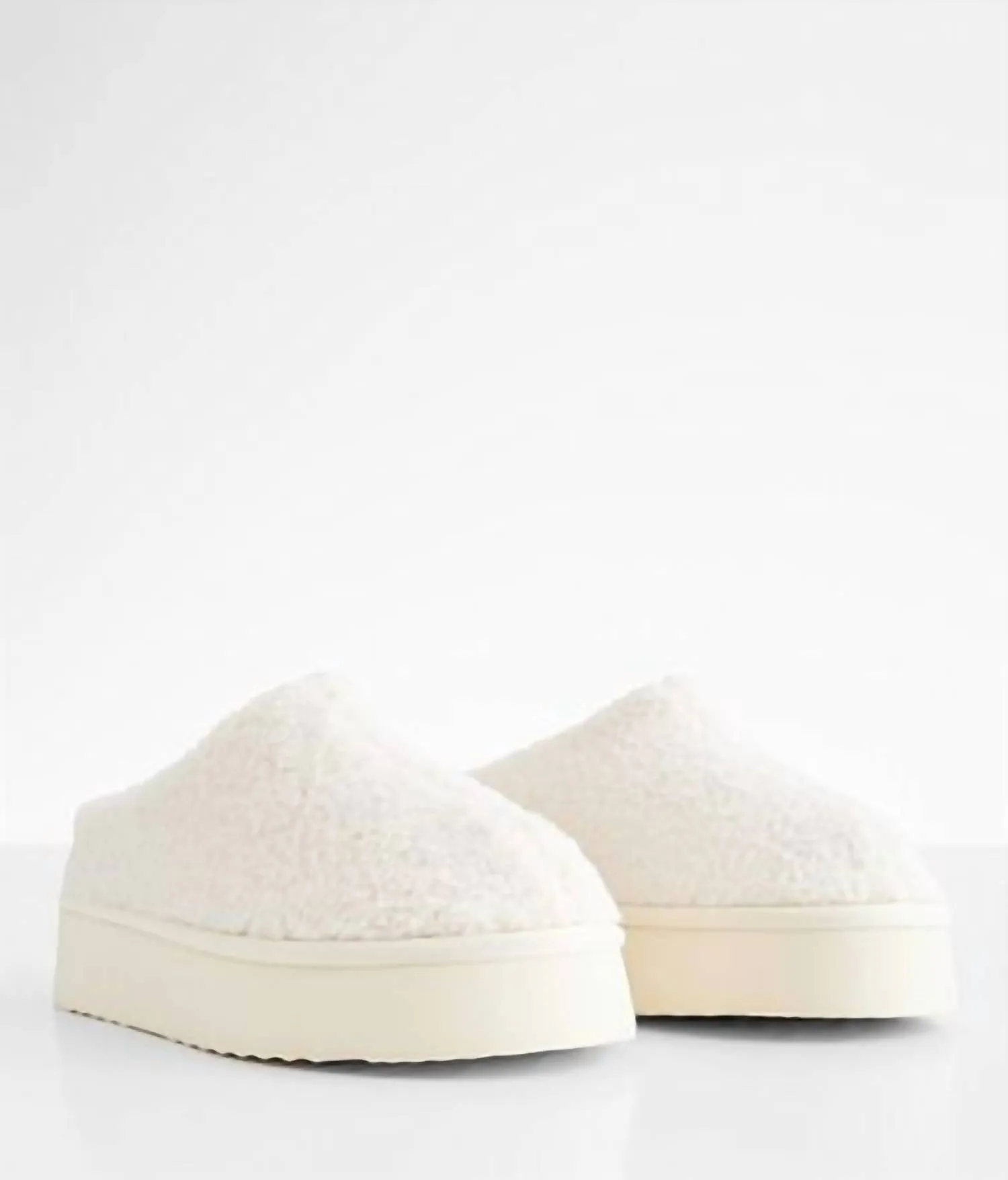 Sherpa Platform Slippers In Ivory