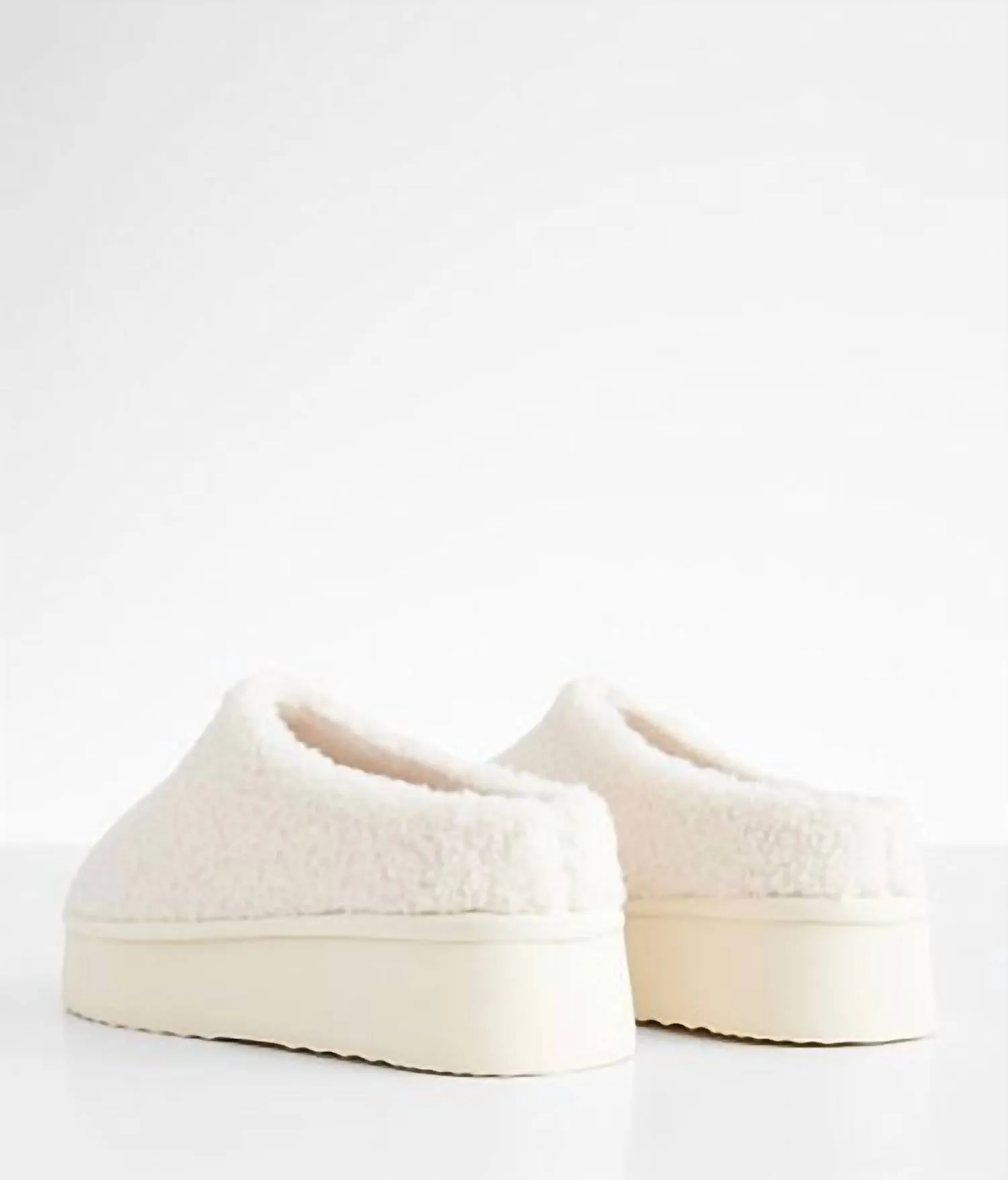 Sherpa Platform Slippers In Ivory
