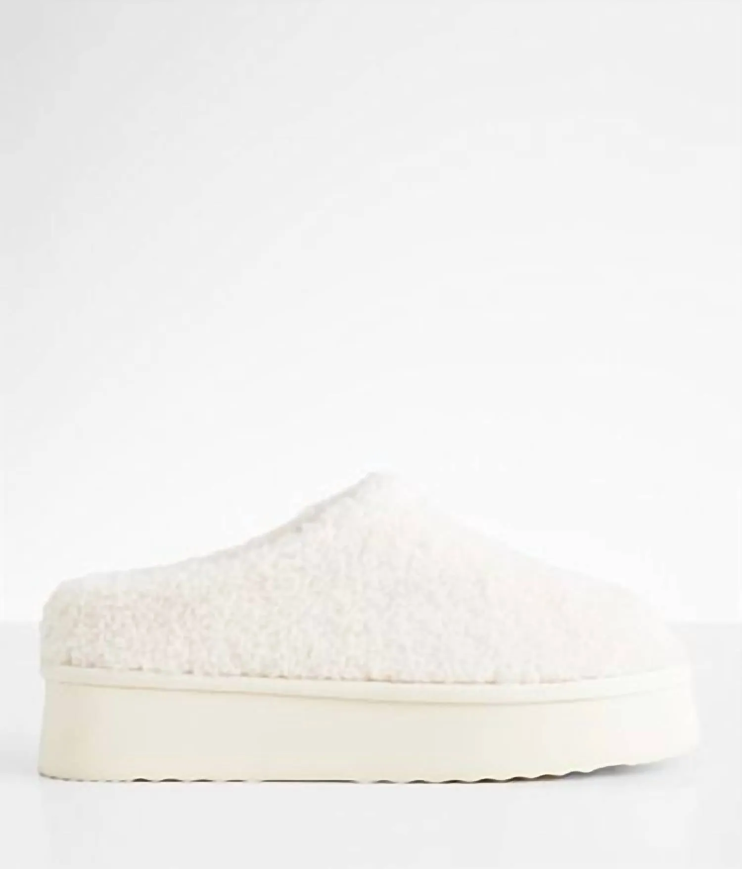 Sherpa Platform Slippers In Ivory