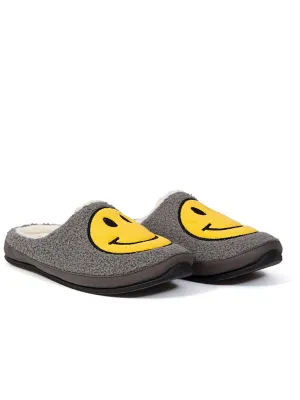 Smiley Mens Faux Fur Outdoor Slide Slippers