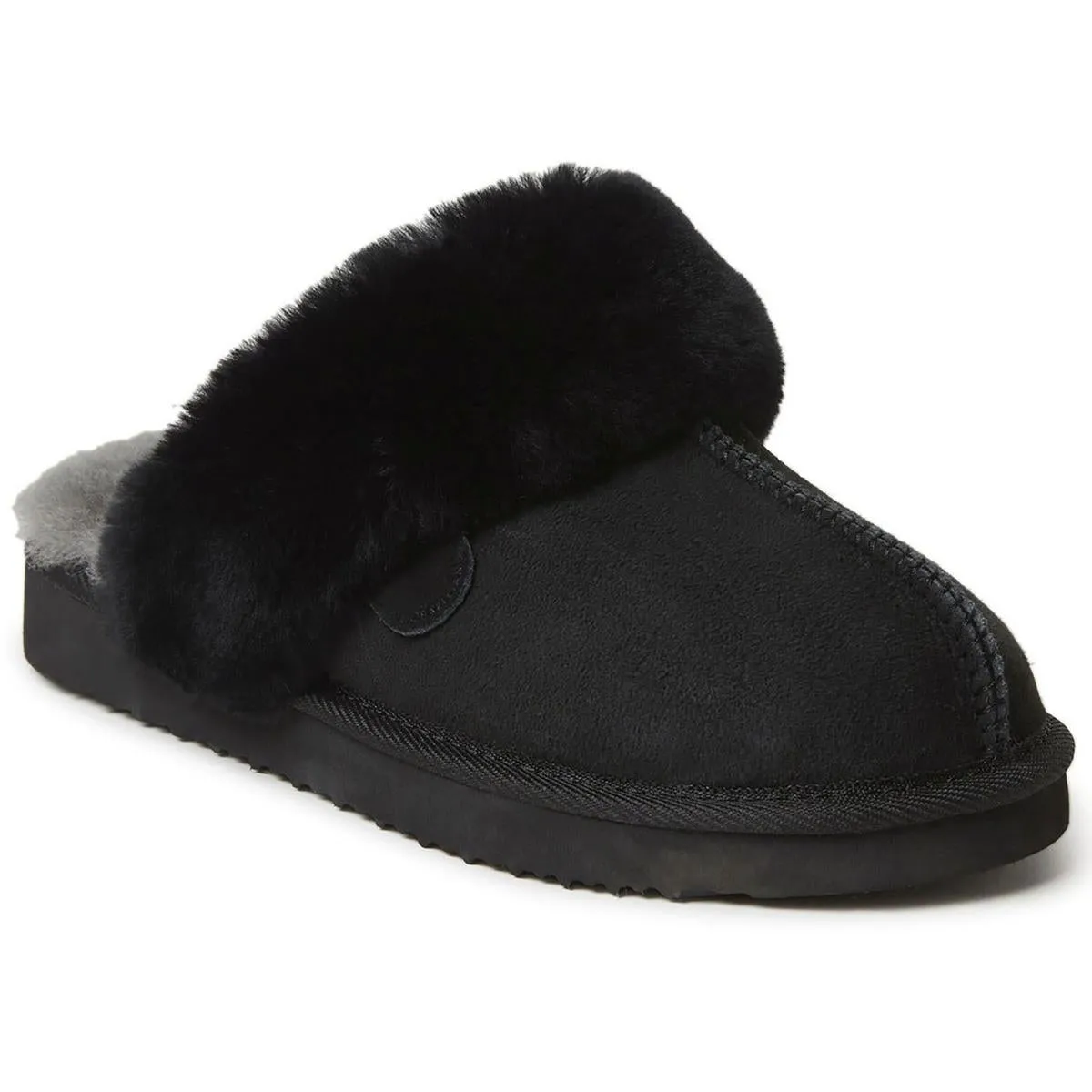 Sydney Womens Leather Slip On Scuff Slippers