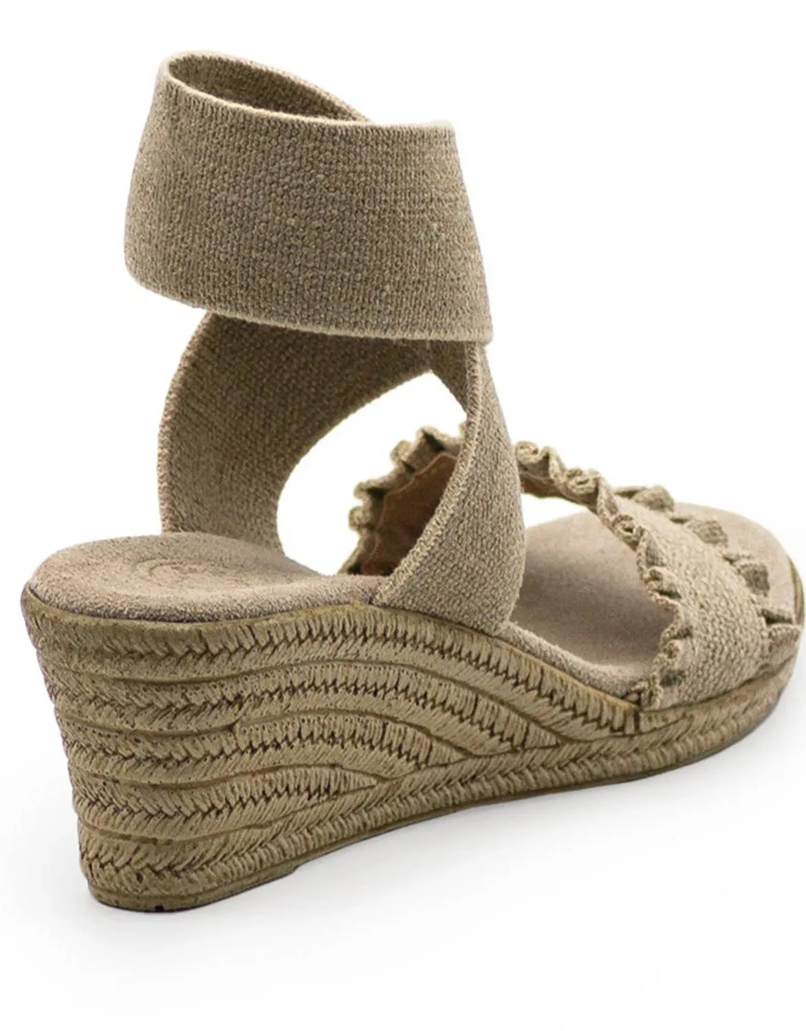 Women's Carolina Wedge Sandals In White Linen Ruffle