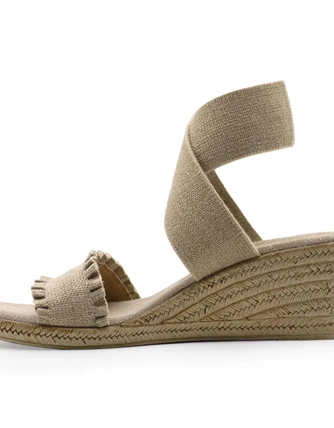 Women's Carolina Wedge Sandals In White Linen Ruffle