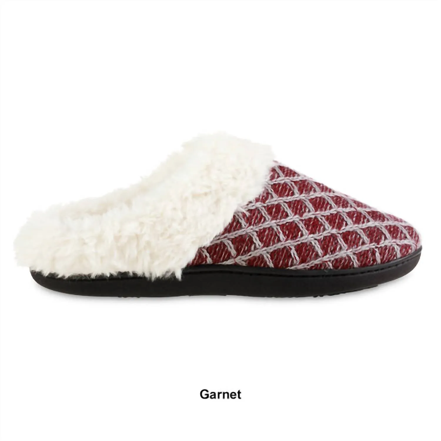 Women's Diamond Sweater Knit Hoodback Slipper In Garnet