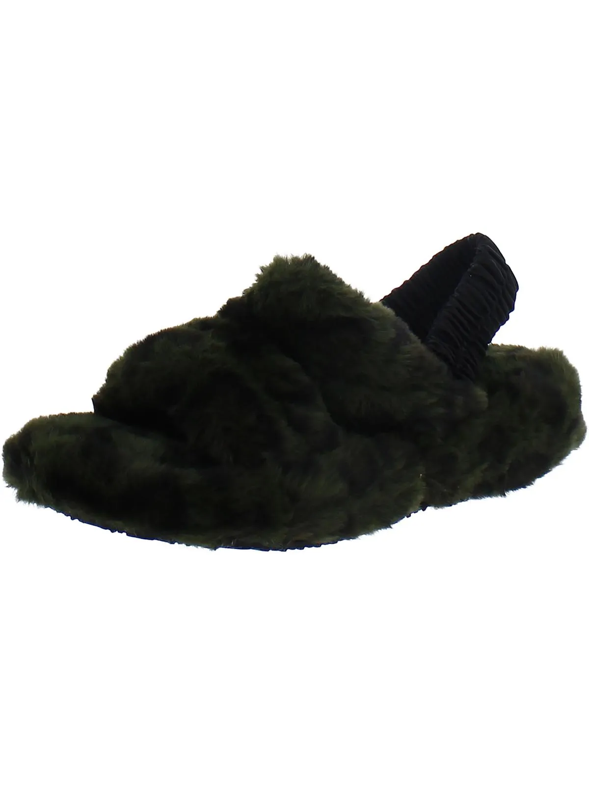 Womens Faux Fur Slip On Slipper Shoes