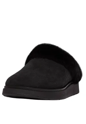 Women's Gen-Ff Shearling Collar Slippers In All Black