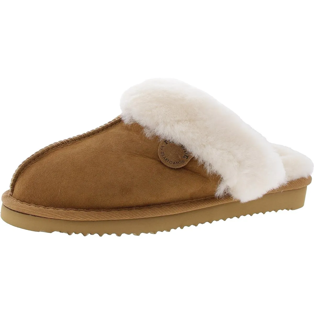 Womens Textured Suede Moccasin Slippers
