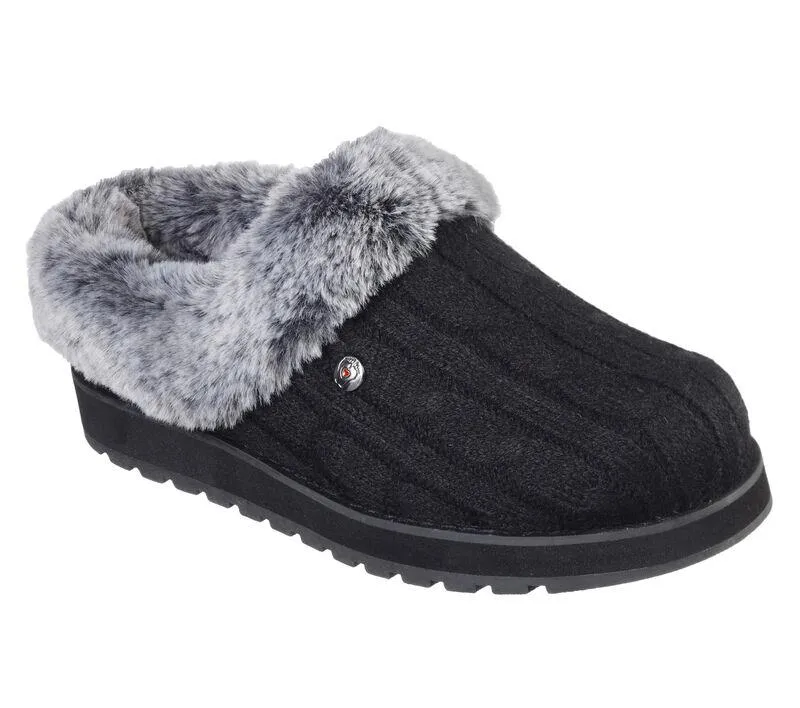 Womens Wide Fit Skechers Keepsakes Ice Angel Mule Slippers - Black