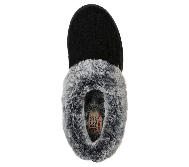 Womens Wide Fit Skechers Keepsakes Ice Angel Mule Slippers - Black