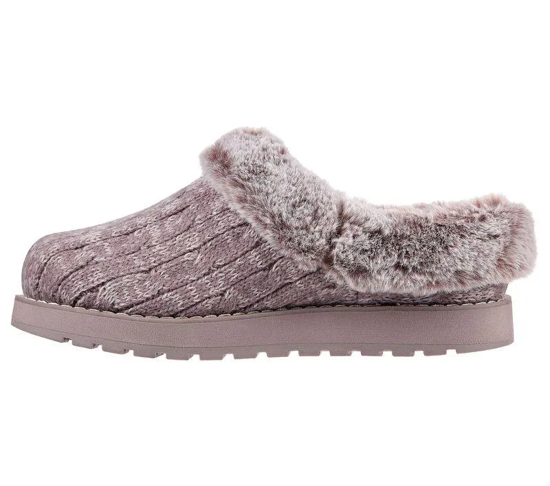 Womens Wide Fit Skechers Keepsakes Ice Angel Mule Slippers - Mauve